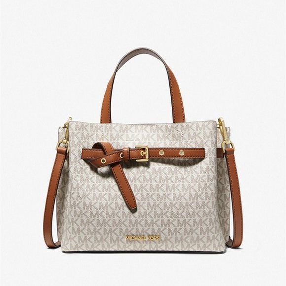 Michael Kors Handbags - Michael Kors Emilia Small Pebbled Leather Satchel - Vanilla